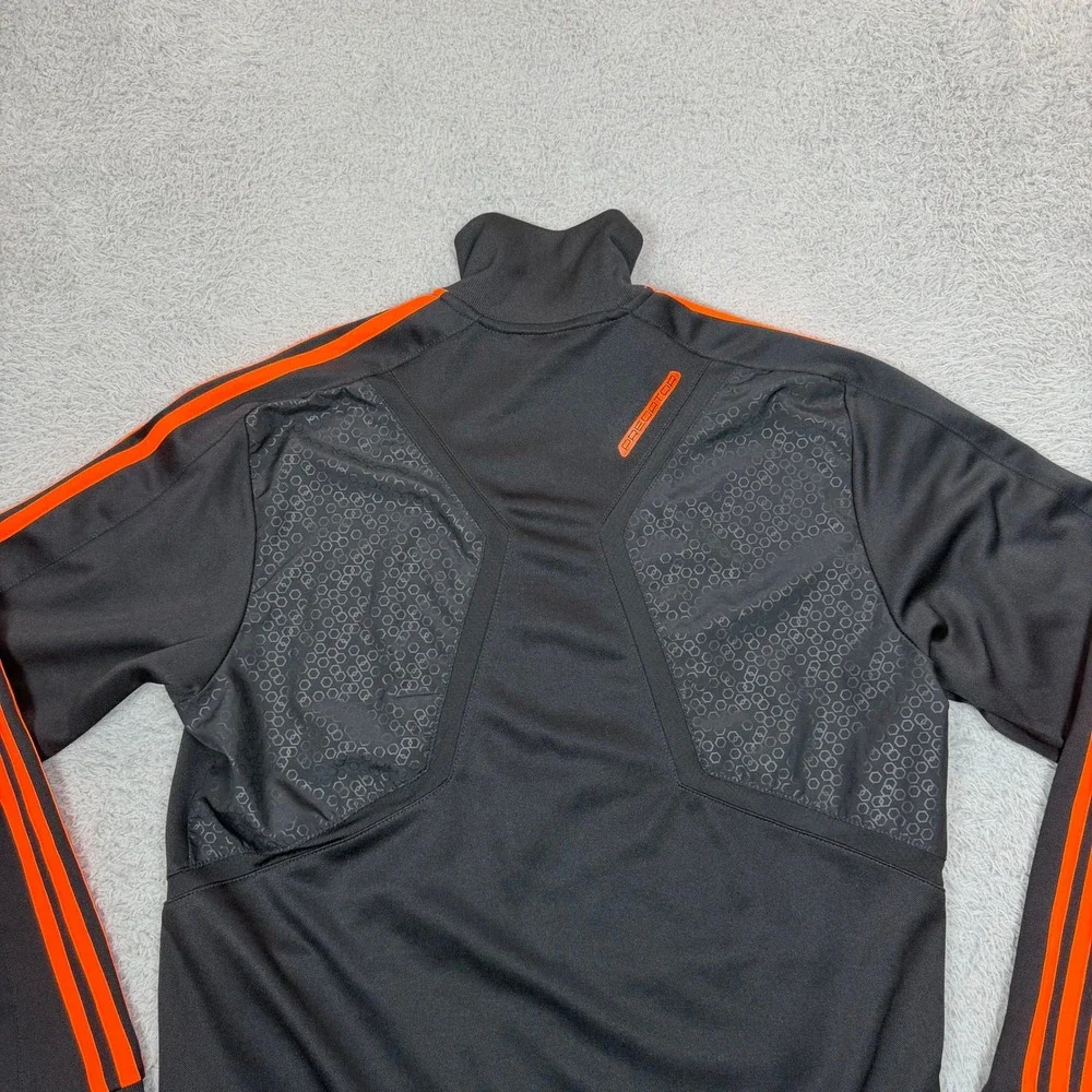 VTG Adidas Climalite Predator Men Black Orange 3-Stripe Full Zip Track Jacket M